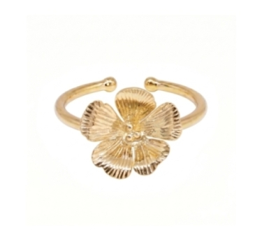 BAGUE HIBISCUS PLAQUE OR 24K