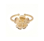 BAGUE HIBISCUS PLAQUE OR 24K