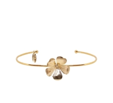 JONC HIBISCUS DORE OR FIN 24K