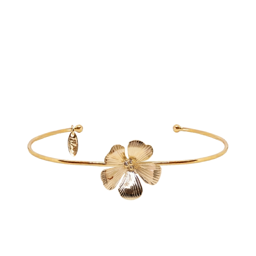 JONC HIBISCUS DORE OR FIN 24K