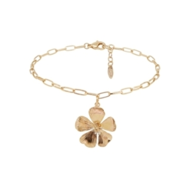 BRACELET HIBISCUS DORE OR FIN 24K