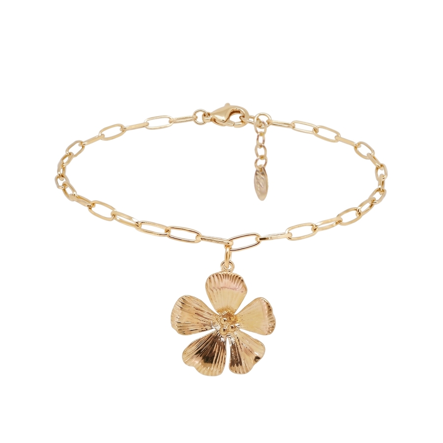 BRACELET HIBISCUS DORE OR FIN 24K