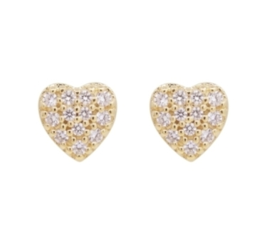 PUCES LOVE ZIRCO DORE OR FIN 24K