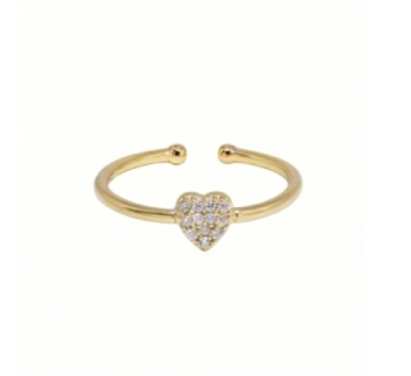 BAGUE LOVE ZIRCO PLAQUE OR 24K