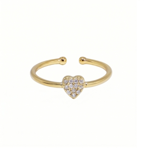 BAGUE LOVE ZIRCO PLAQUE OR 24K