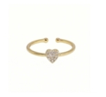 BAGUE LOVE ZIRCO PLAQUE OR 24K