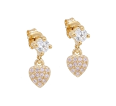 PENDANTES LOVE ZIRCO DORE OR FIN 24K