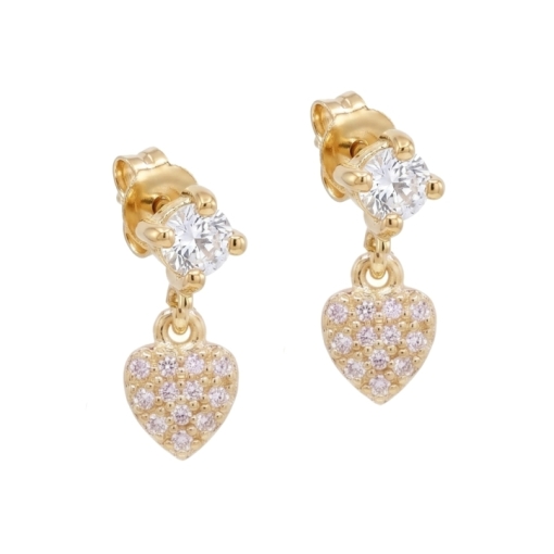 PENDANTES LOVE ZIRCO DORE OR FIN 24K