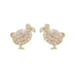 PUCES LITTLE DODO ZIRCO DORE OR FIN 24K