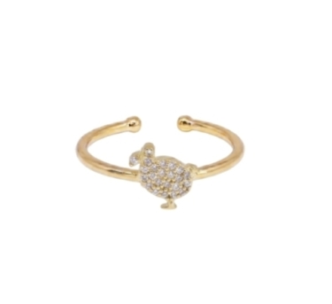 BAGUE LITTLE DODO ZIRCO PLAQUE OR 24K