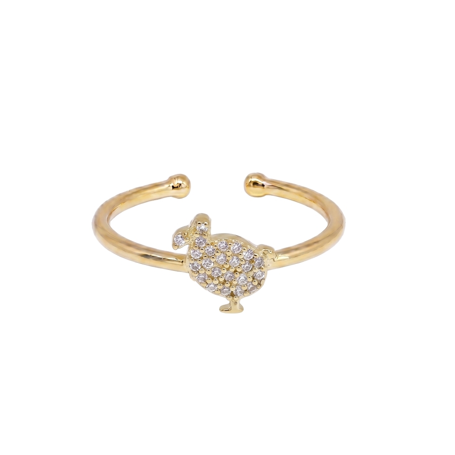 BAGUE LITTLE DODO ZIRCO PLAQUE OR 24K BAGUE LITTLE DODO ZIRCO PLAQUE OR 24K