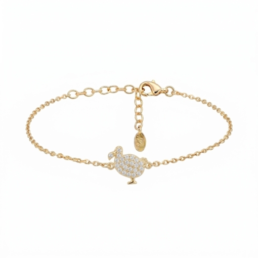BRACELET LITTLE DODO ZIRCO DORE OR FIN 24K