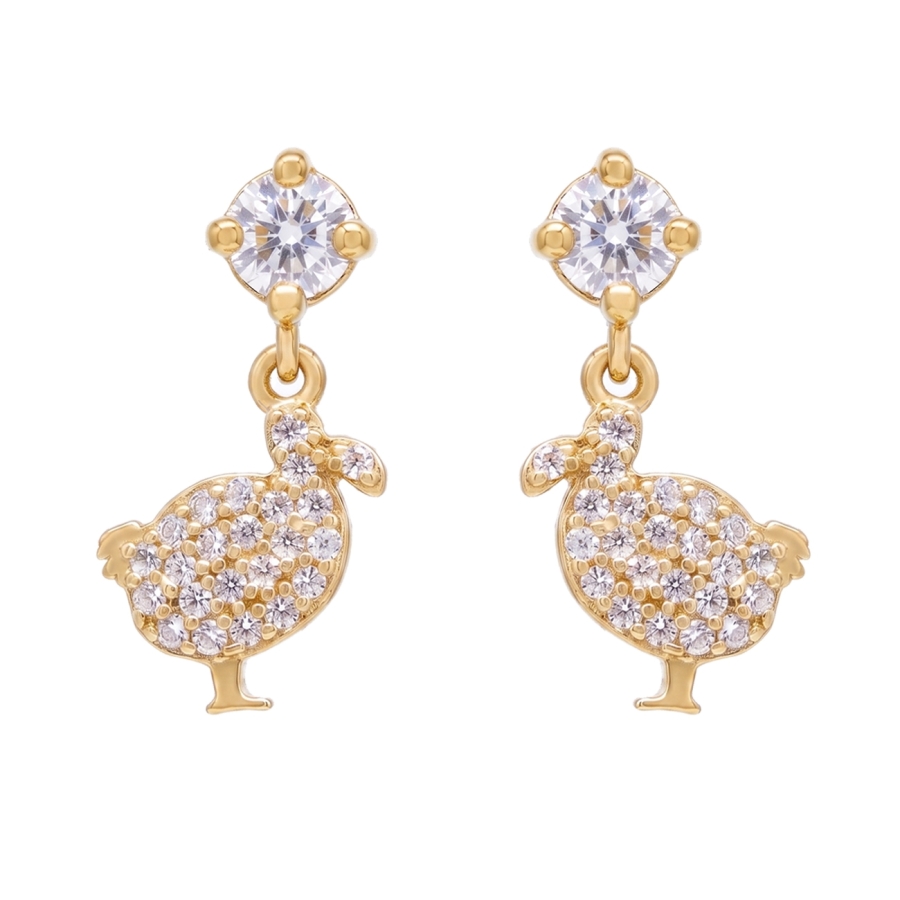 PENDANTES LITTLE DODO ZIRCO DORE OR FIN 24K