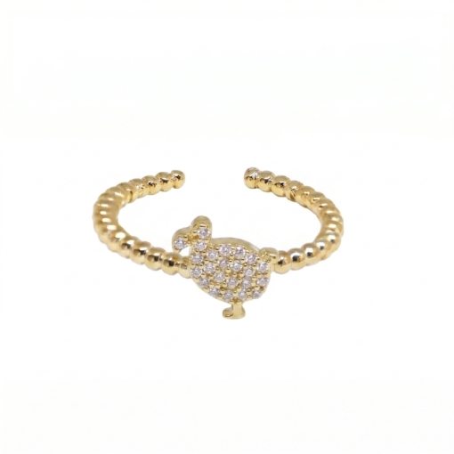 BAGUE BALLS LITTLE DODO ZIRCO PLAQUE OR FIN 24K