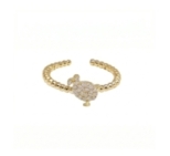 BAGUE BALLS LITTLE DODO ZIRCO PLAQUE OR FIN 24K