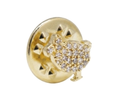 PINS BROCHE LITTLE DODO ZIRCO DORE OR FIN 24K