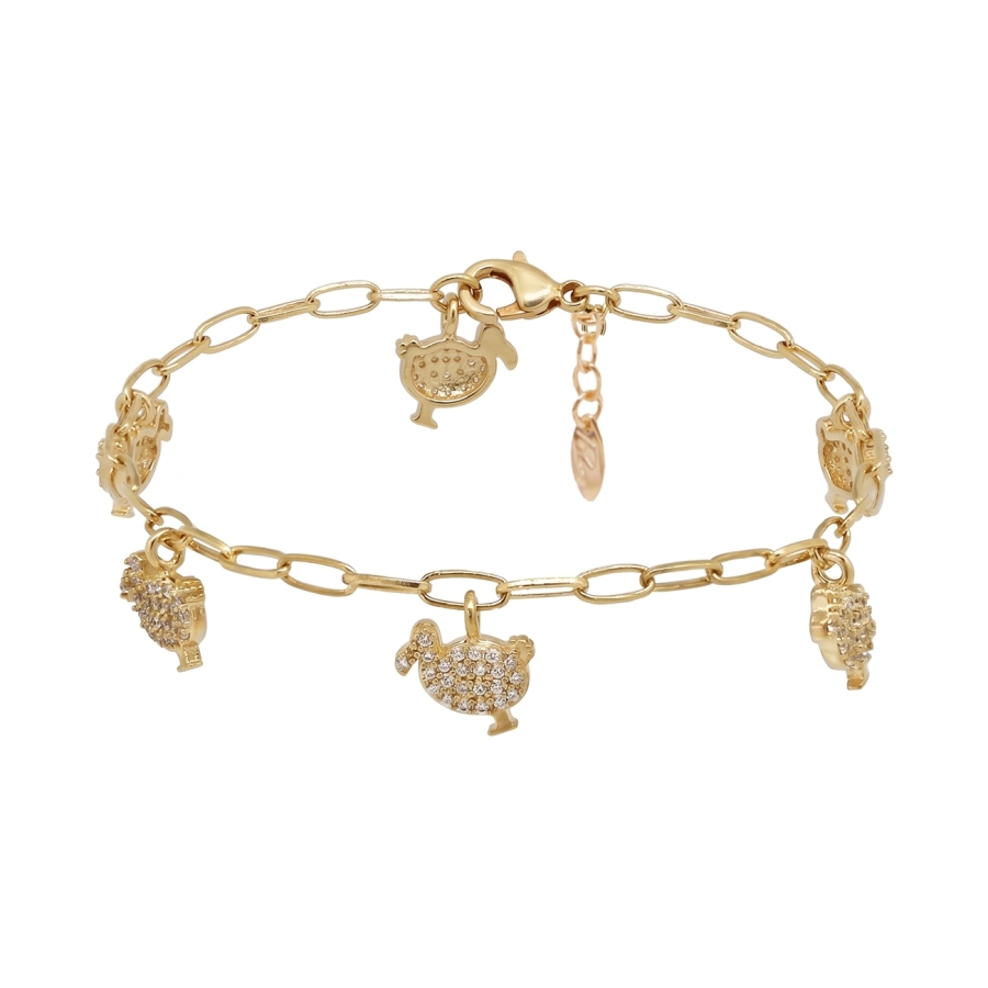 MULTI BRACELET LITTLE DODO ZIRCO DORE OR FIN 24K