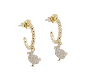 CREOLES BALLS LITTLE DODO ZIRCO DORE OR FIN 24K