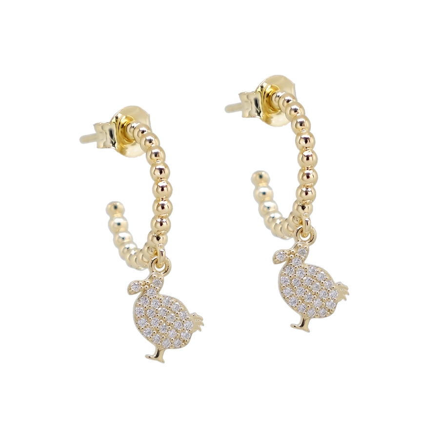 CREOLES BALLS LITTLE DODO ZIRCO DORE OR FIN 24K CREOLES BALLS LITTLE DODO ZIRCO DORE OR FIN 24K
