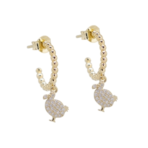 CREOLES BALLS LITTLE DODO ZIRCO DORE OR FIN 24K