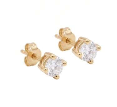 PUCES SOLO ZIRCO DORE OR FIN 24K