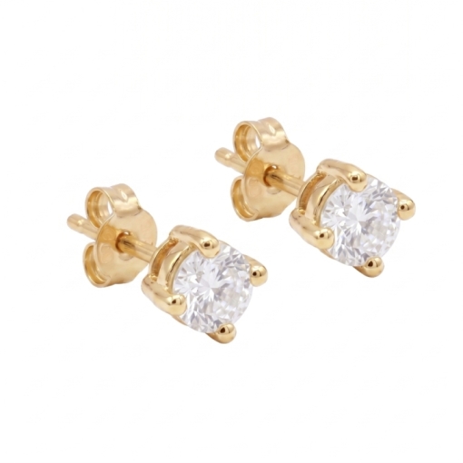 PUCES SOLO ZIRCO DORE OR FIN 24K