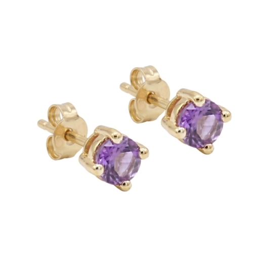 PUCES SOLO AMETHYSTE DORE OR FIN 24K