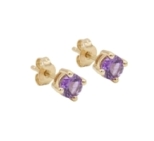 PUCES SOLO AMETHYSTE DORE OR FIN 24K