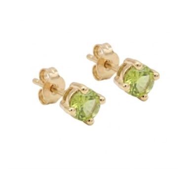 PUCES SOLO PERIDOT DORE OR FIN 24K
