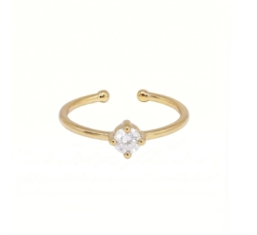 BAGUE SOLO ZIRCO WHITE PLAQUE OR 24K