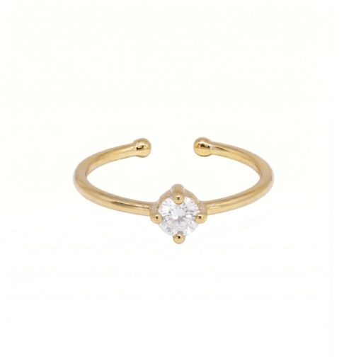 BAGUE SOLO ZIRCO WHITE PLAQUE OR 24K