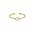 BAGUE SOLO ZIRCO WHITE PLAQUE OR 24K