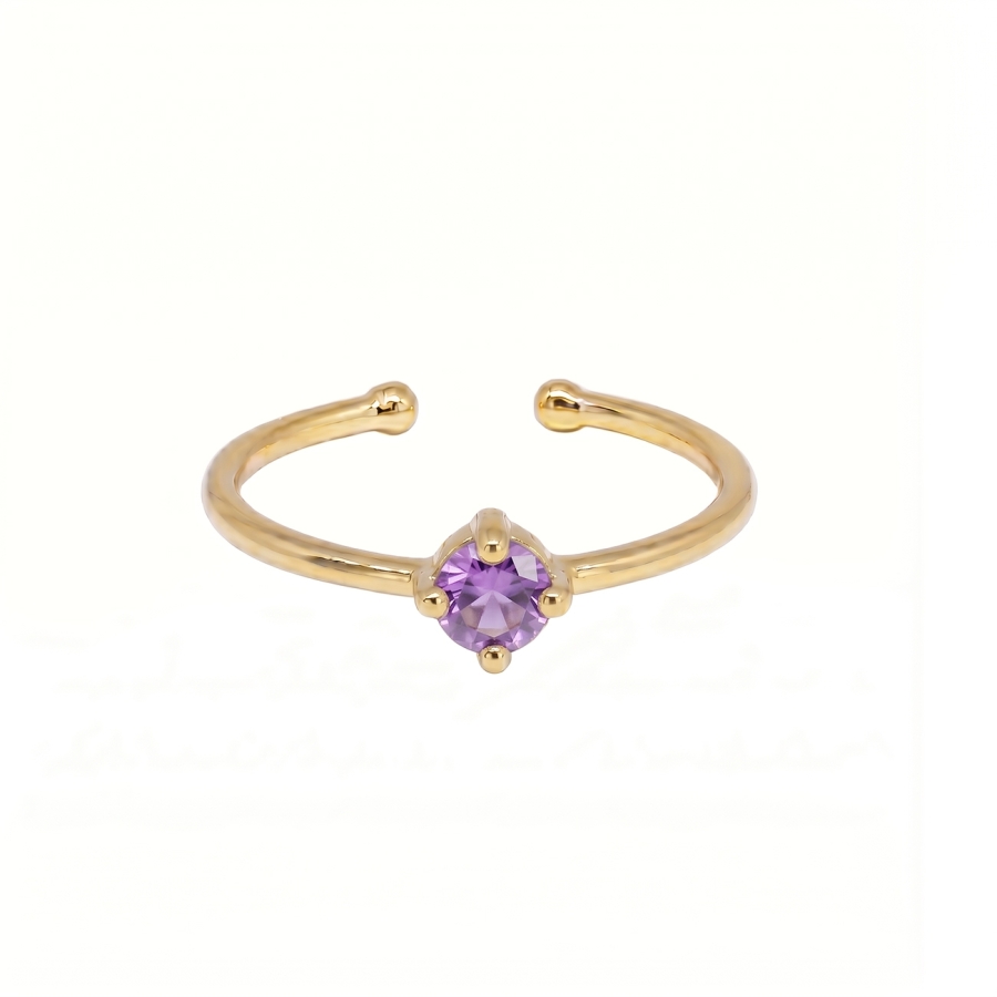 BAGUE SOLO AMETHYSTE PLAQUE OR 24K