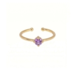 BAGUE SOLO AMETHYSTE PLAQUE OR 24K