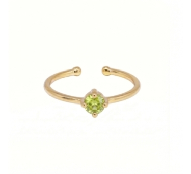 BAGUE SOLO PERIDOT PLAQUE OR 24K