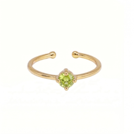 BAGUE SOLO PERIDOT PLAQUE OR 24K