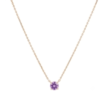 CHAINE SOLO AMETHYSTE 44CM DORE OR FIN 24K