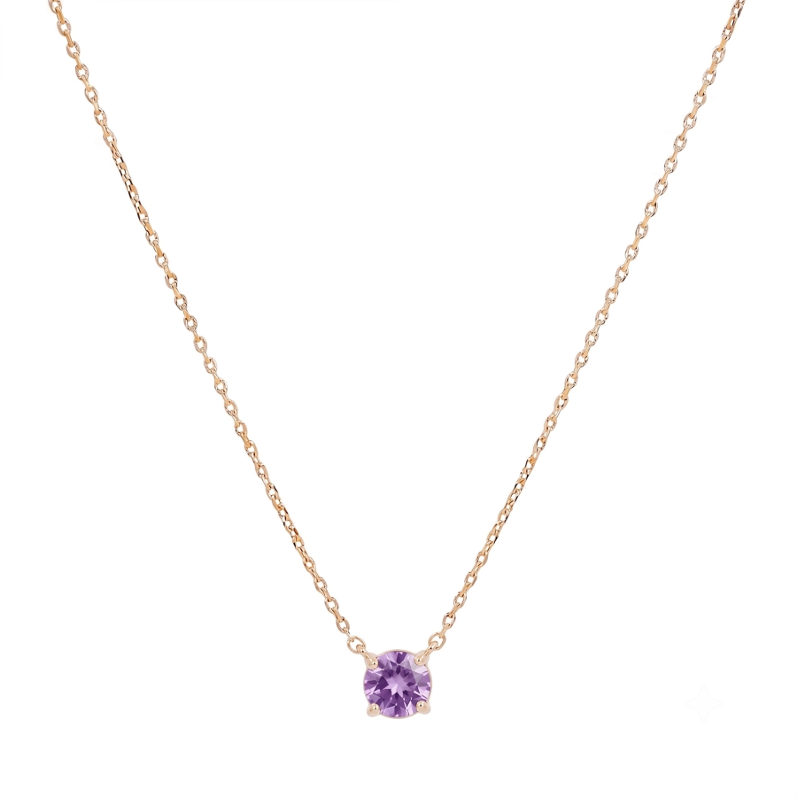 CHAINE SOLO AMETHYSTE 44CM DORE OR FIN 24K