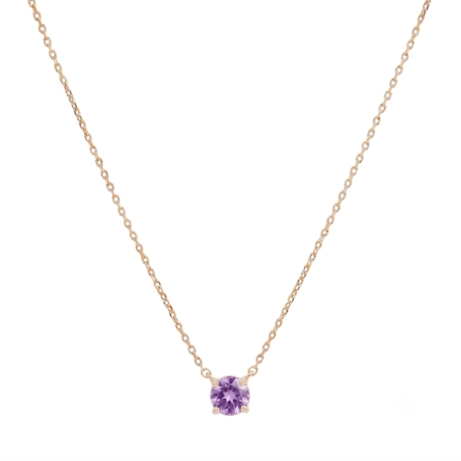 CHAINE SOLO AMETHYSTE 44CM DORE OR FIN 24K