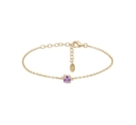 BRACELET SOLO AMETHYSTE DORE OR FIN 24K
