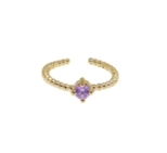 BAGUE BALLS SOLO AMETHYSTE PLAQUE OR 24K
