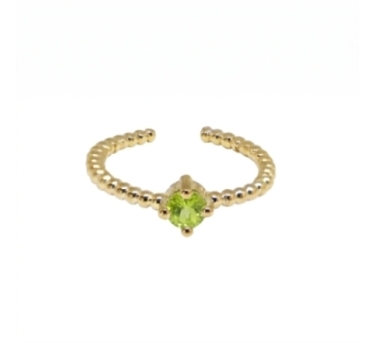 BAGUE BALLS SOLO PERIDOT PLAQUE OR 24K