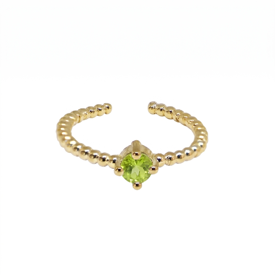 BAGUE BALLS SOLO PERIDOT PLAQUE OR 24K