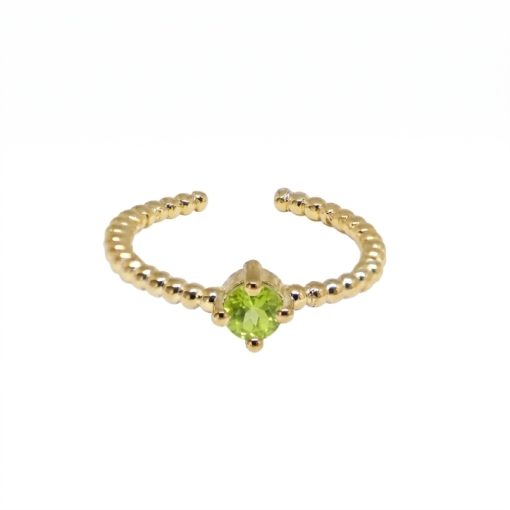 BAGUE BALLS SOLO PERIDOT PLAQUE OR 24K