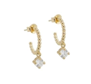 CREOLES BALLS SOLO ZIRCO DORE OR FIN 24K