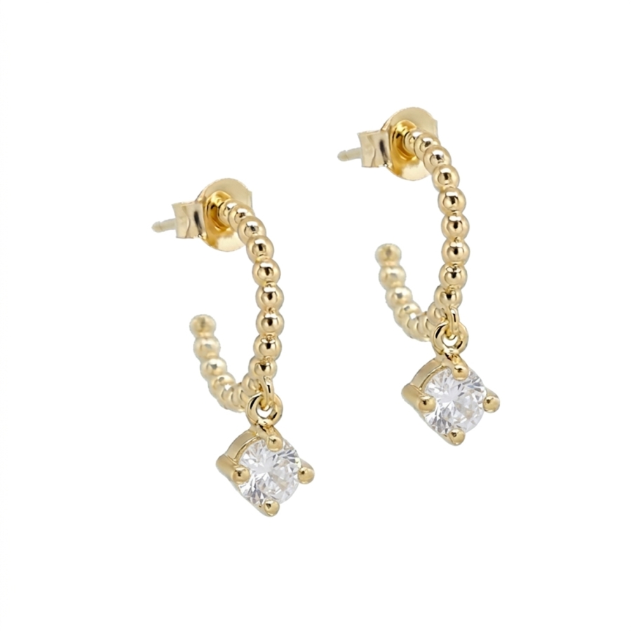 CREOLES BALLS SOLO ZIRCO DORE OR FIN 24K