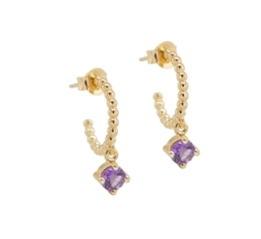 CREOLES BALLS SOLO AMETHYSTE DORE OR FIN 24K