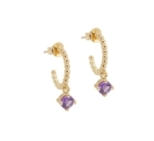 CREOLES BALLS SOLO AMETHYSTE DORE OR FIN 24K