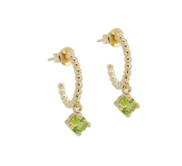 CREOLES BALLS SOLO PERIDOT DORE OR FIN 24K