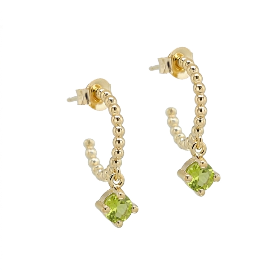 CREOLES BALLS SOLO PERIDOT DORE OR FIN 24K CREOLES BALLS SOLO PERIDOT DORE OR FIN 24K